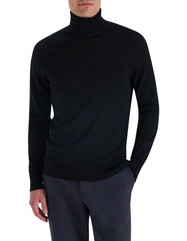 Bakeer Merino Knit T-Neck in Black image 2