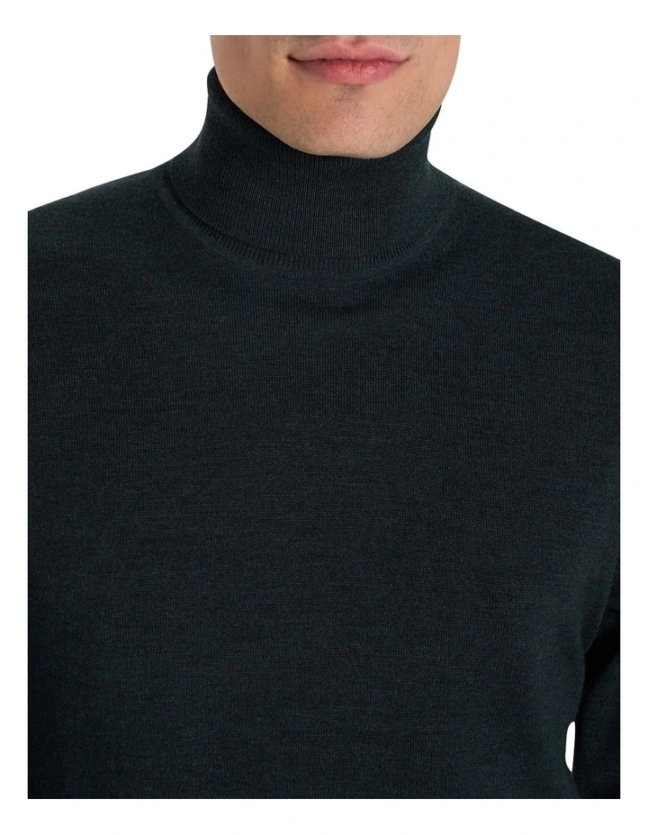 Bakeer Merino Knit T-Neck in Racing Green image 4