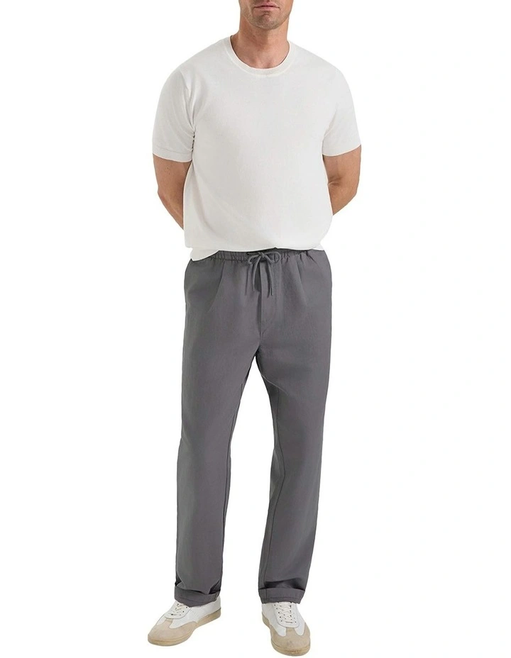 Byron Linen Cotton Pant in Light Grey image 4