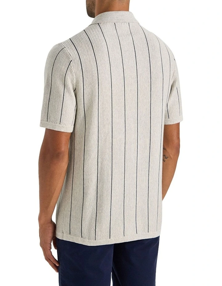 Cala Knit Shirt in Ecru Navy image 2