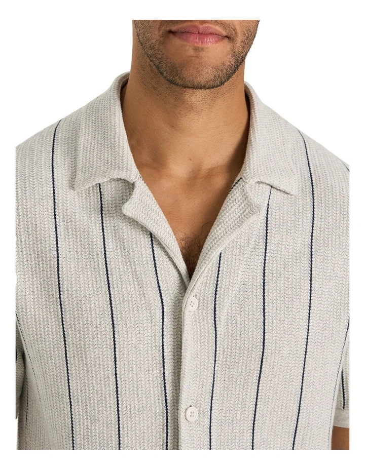 Cala Knit Shirt in Ecru Navy image 3