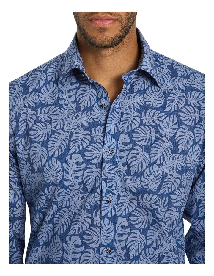 Corbett Printed Shirt in Washed Navy image 4