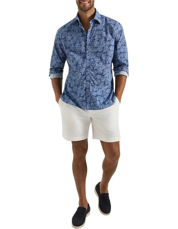 Corbett Printed Shirt in Washed Navy image 5