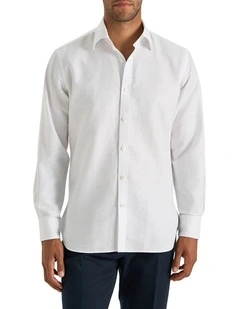 Domenico Herringbone Shirt in White