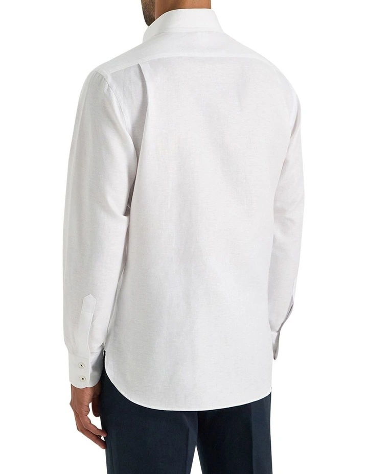Domenico Herringbone Shirt in White image 3
