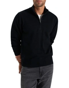 Dunbar Knit Half Zip in Black
