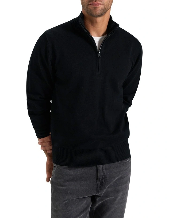 Dunbar Knit Half Zip in Black image 1