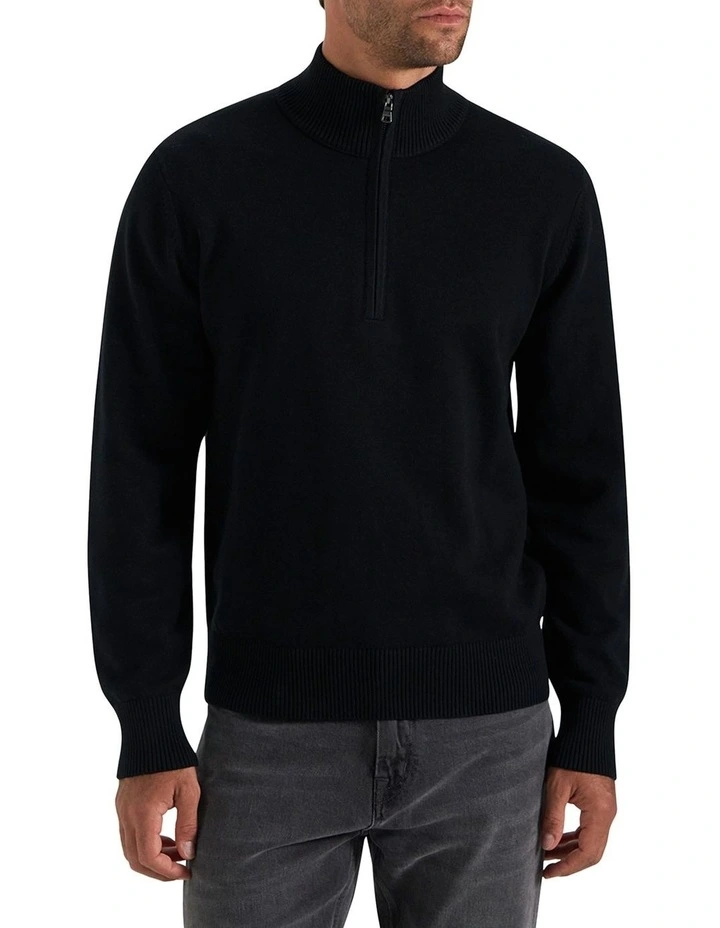 Dunbar Knit Half Zip in Black image 2