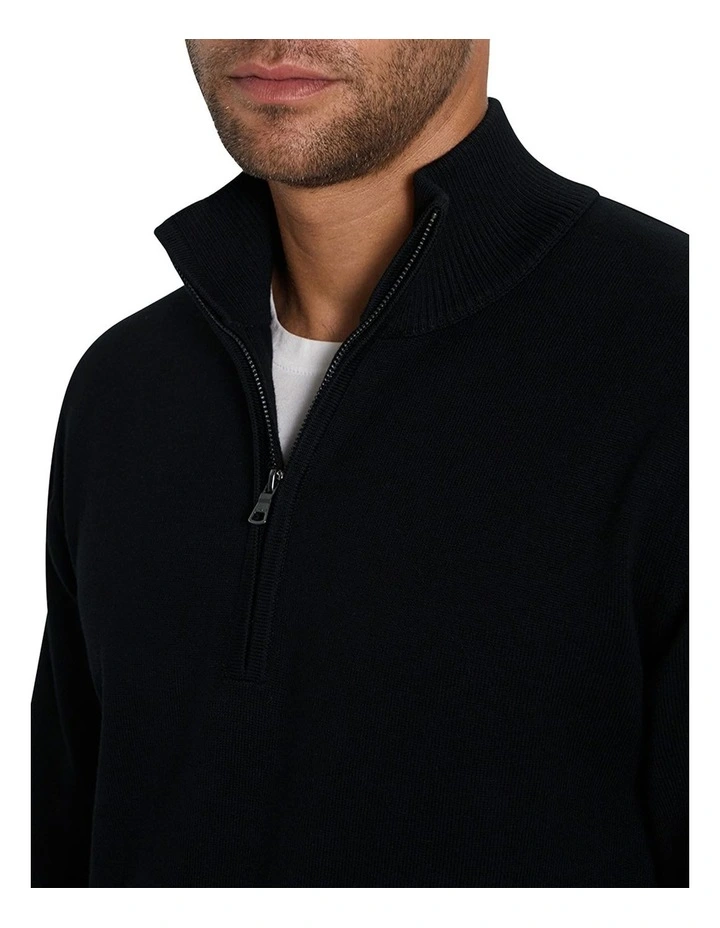 Dunbar Knit Half Zip in Black image 4