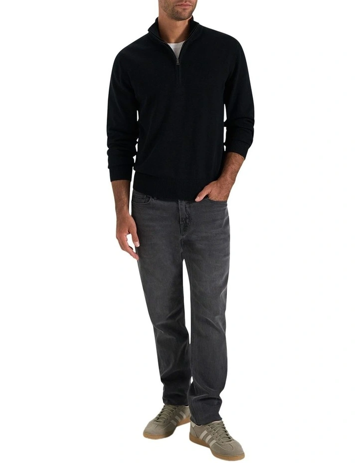 Dunbar Knit Half Zip in Black image 5