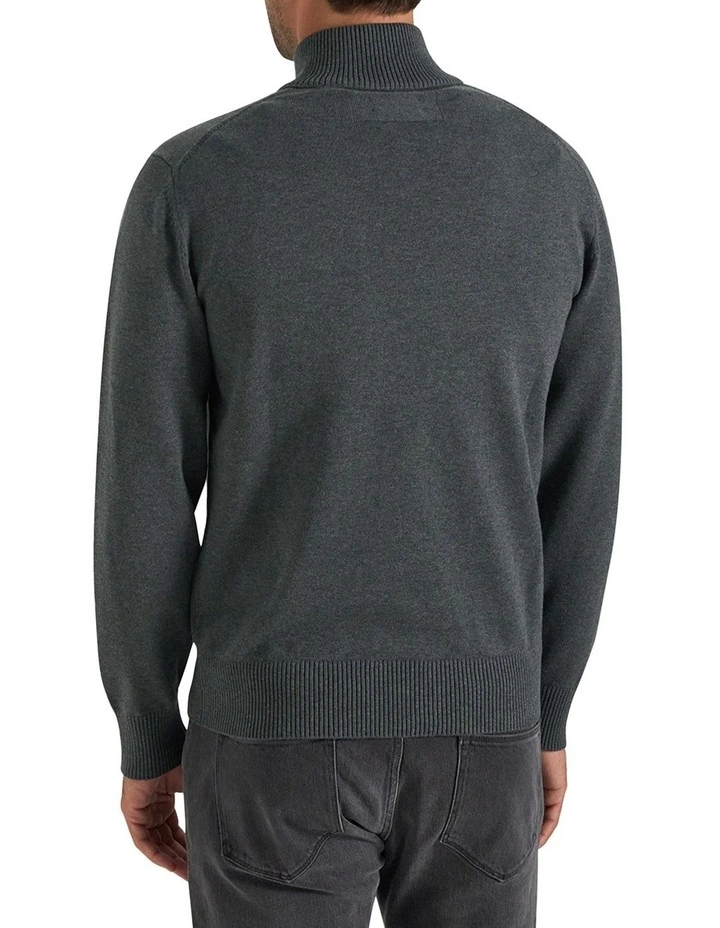 Dunbar Knit Half Jumper Zip in Charcoal image 3