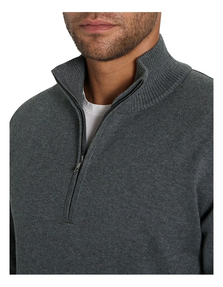 Dunbar Knit Half Jumper Zip in Charcoal image 4