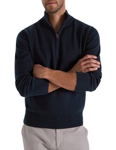 Dunbar Knit Half Zip in Navy