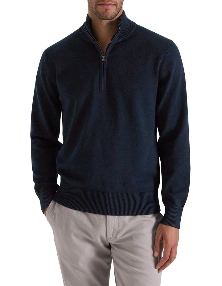 Dunbar Knit Half Zip in Navy image 2
