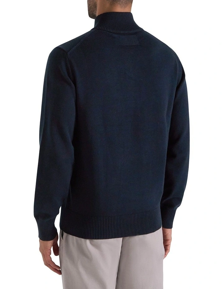 Dunbar Knit Half Zip in Navy image 3