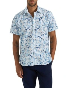 Formazza Printed SS Shirt In White Sky Blue