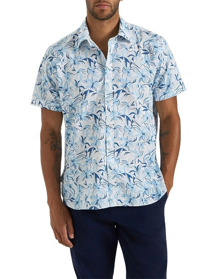 Formazza Printed SS Shirt In White Sky Blue image 1