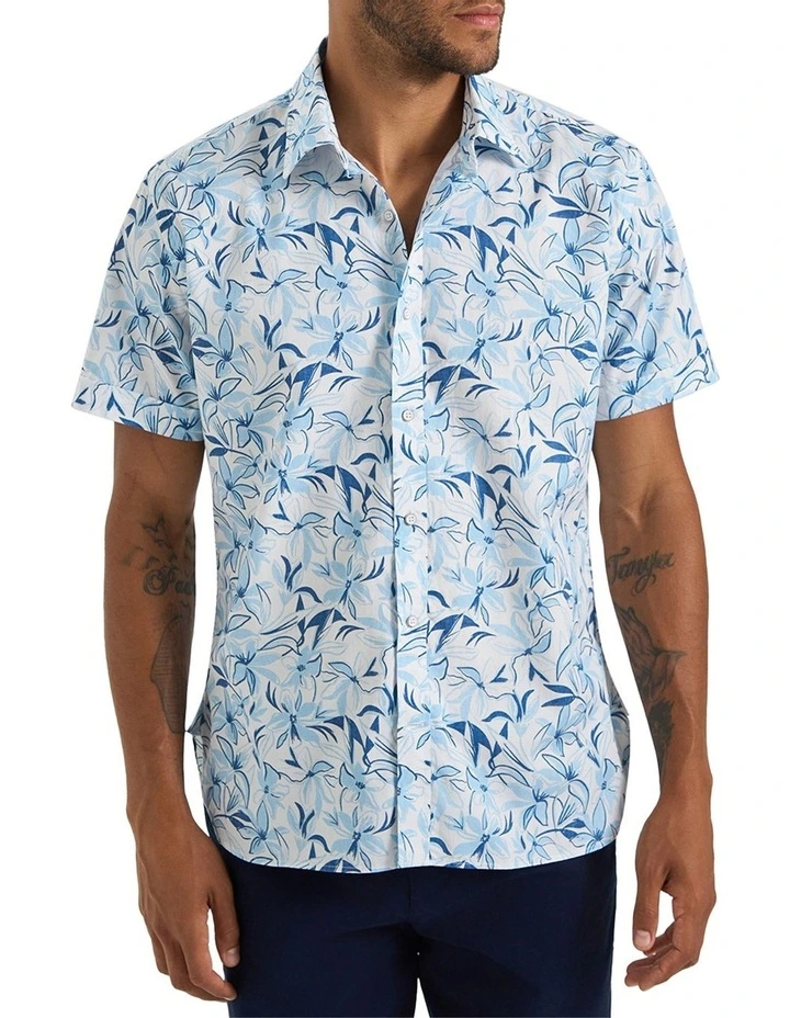 Formazza Printed SS Shirt In White Sky Blue image 3