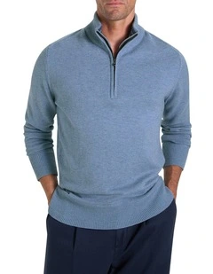 Perry Half-Zip in Light Blue Melange