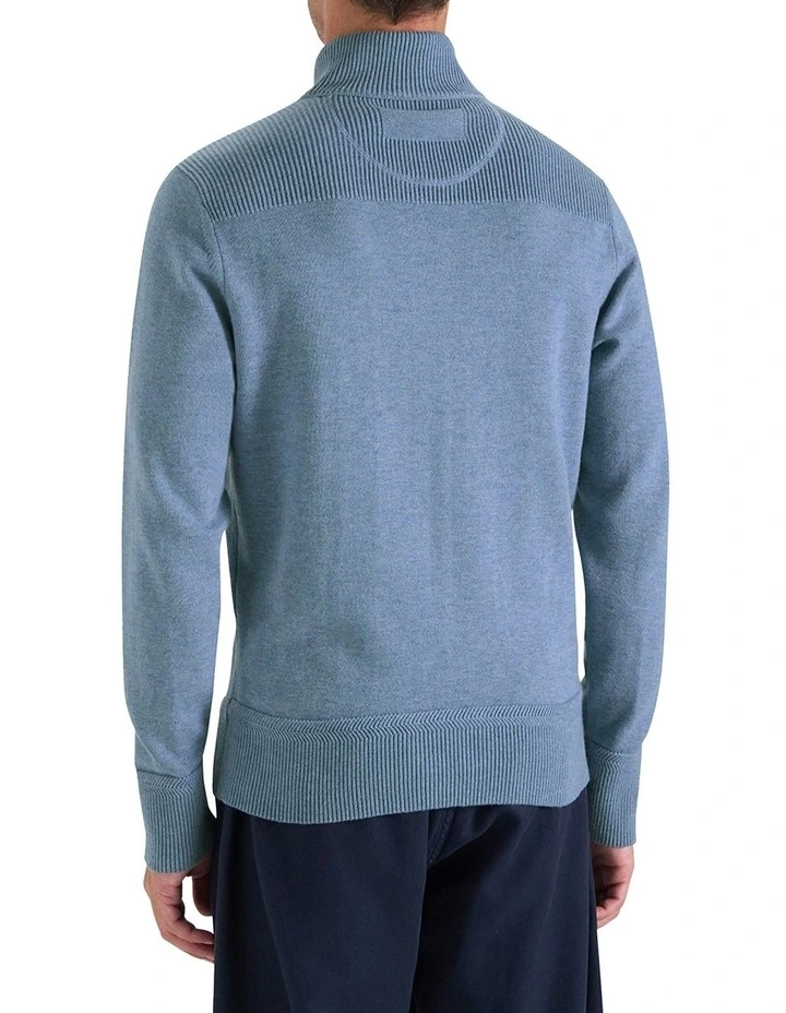 Perry Half-Zip in Light Blue Melange image 2