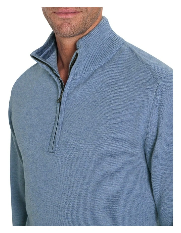 Perry Half-Zip in Light Blue Melange image 4