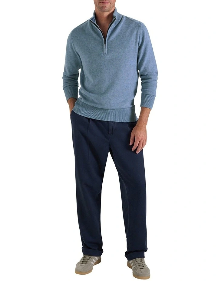 Perry Half-Zip in Light Blue Melange image 5