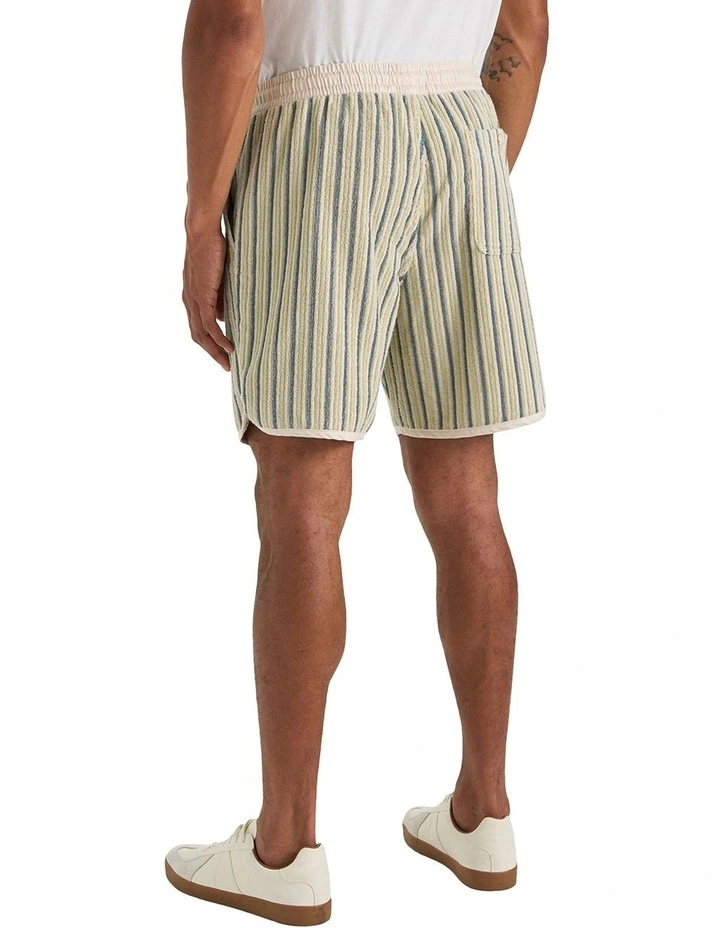 Sozzani Terry Short in Green Denim Ecru image 2