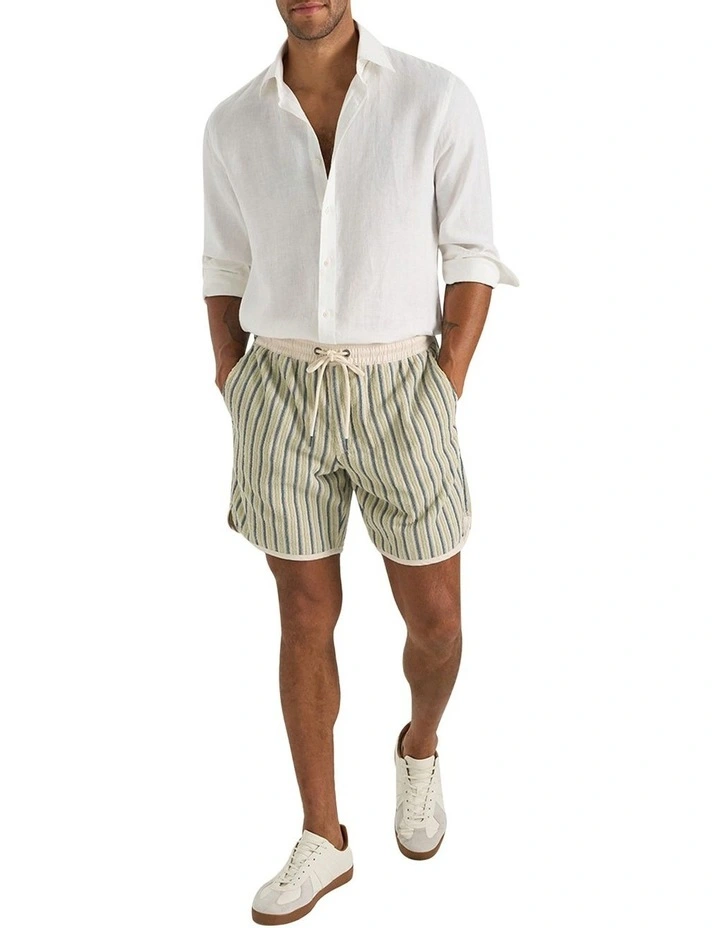 Sozzani Terry Short in Green Denim Ecru image 4