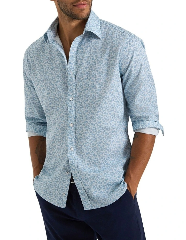 Brasco Printed Shirt in Blue White image 2