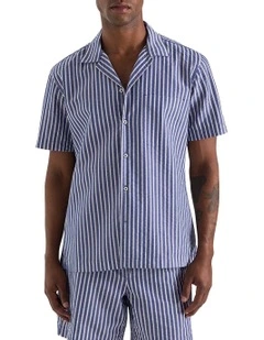 Taormina Stripe Short Sleeve Shirt in Navy White