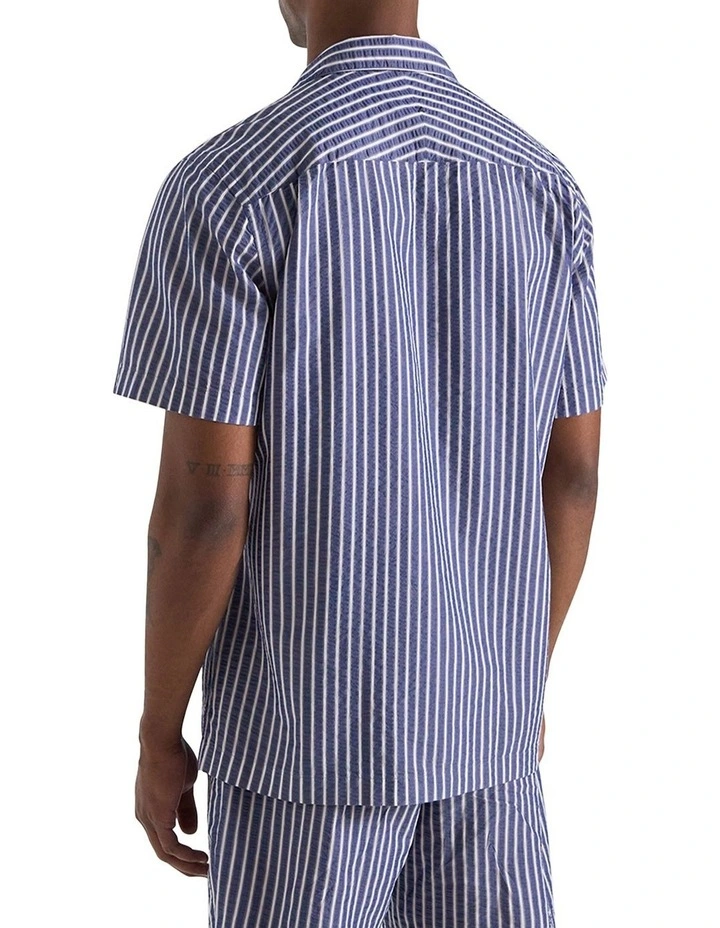 Taormina Stripe Short Sleeve Shirt in Navy White image 2