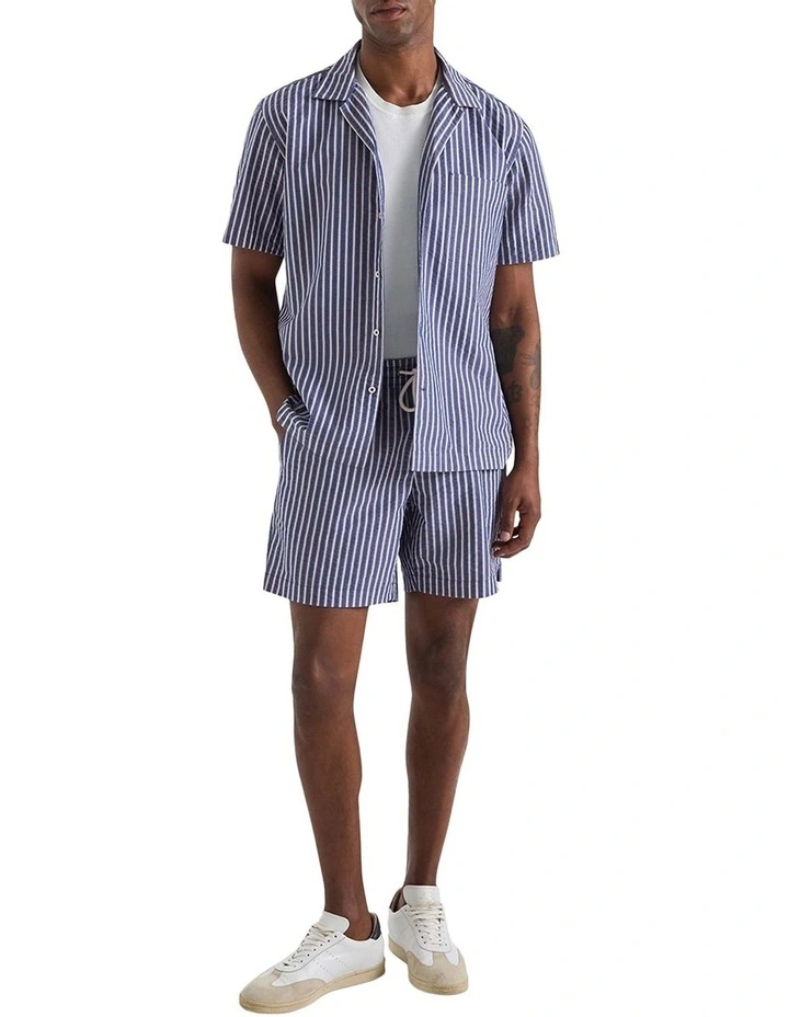 Taormina Stripe Short Sleeve Shirt in Navy White image 5