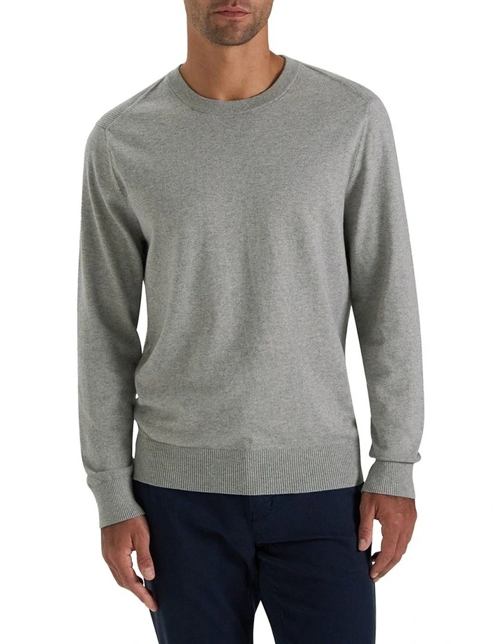 Wester Crew Knit in Light Grey Melange image 1