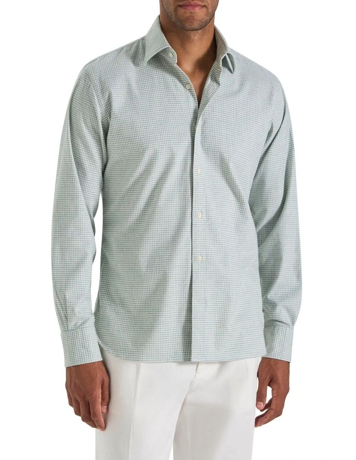 Brosnan Mini Check Shirt in Arctic Green image 1
