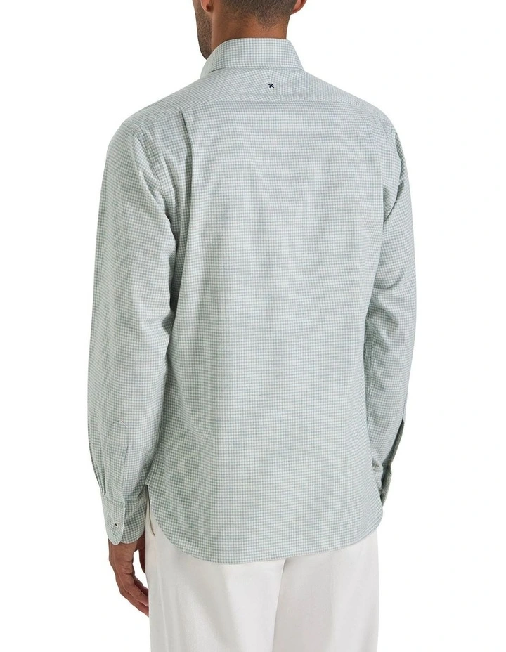 Brosnan Mini Check Shirt in Arctic Green image 2