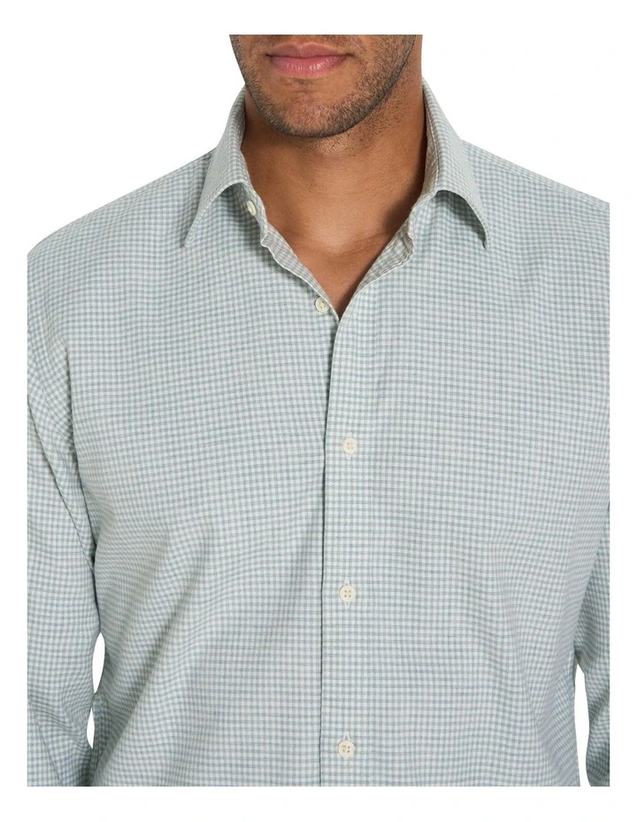 Brosnan Mini Check Shirt in Arctic Green image 4