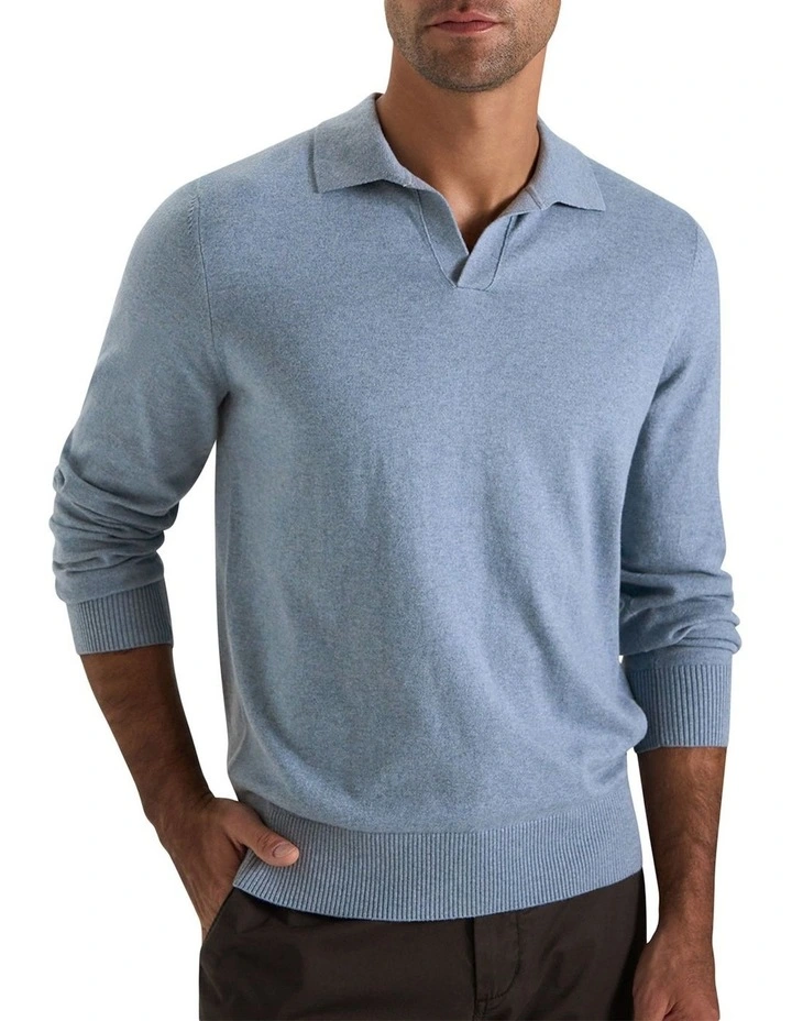 Carter Longsleeve Polo in Light Blue image 1