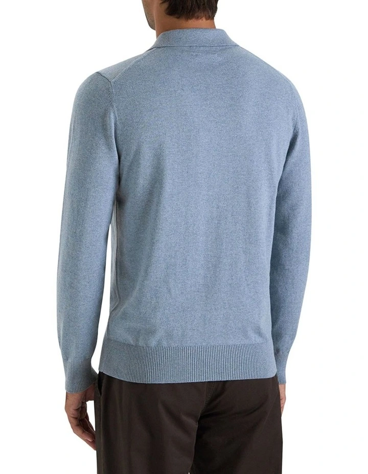 Carter Longsleeve Polo in Light Blue image 2