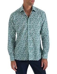 Clifford Printed Shirt in Vintage Green White