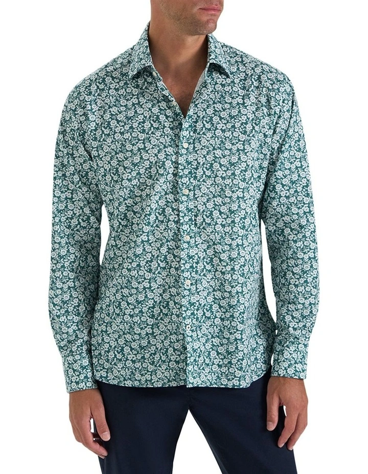Clifford Printed Shirt in Vintage Green White image 1