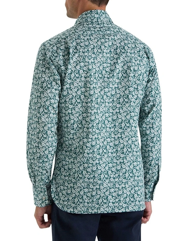 Clifford Printed Shirt in Vintage Green White image 3