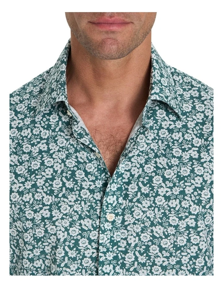 Clifford Printed Shirt in Vintage Green White image 4