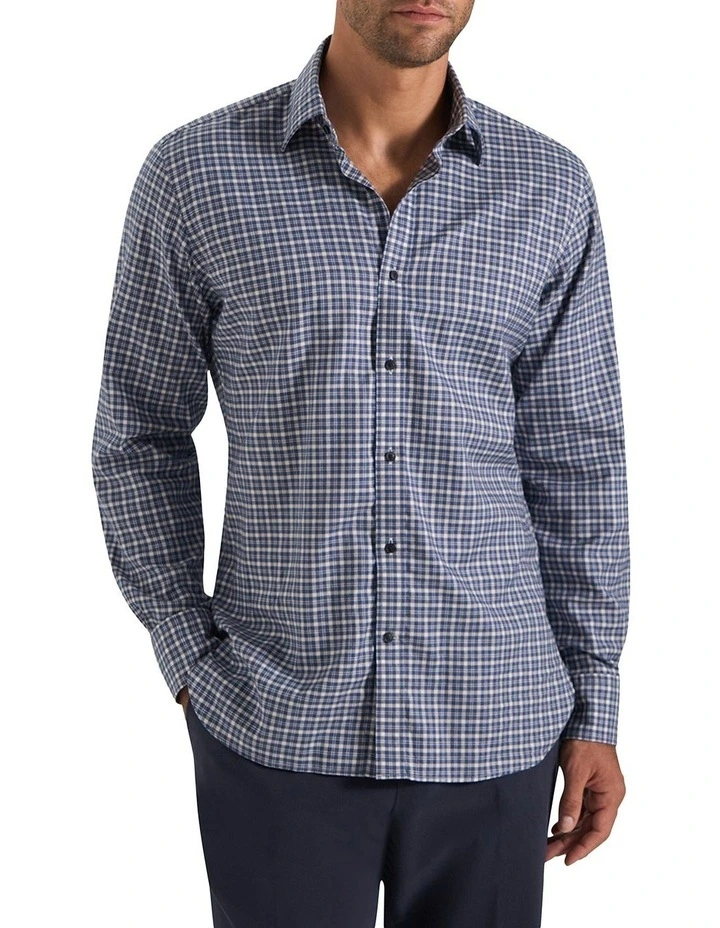 Connery Check shirt in Navy White image 1