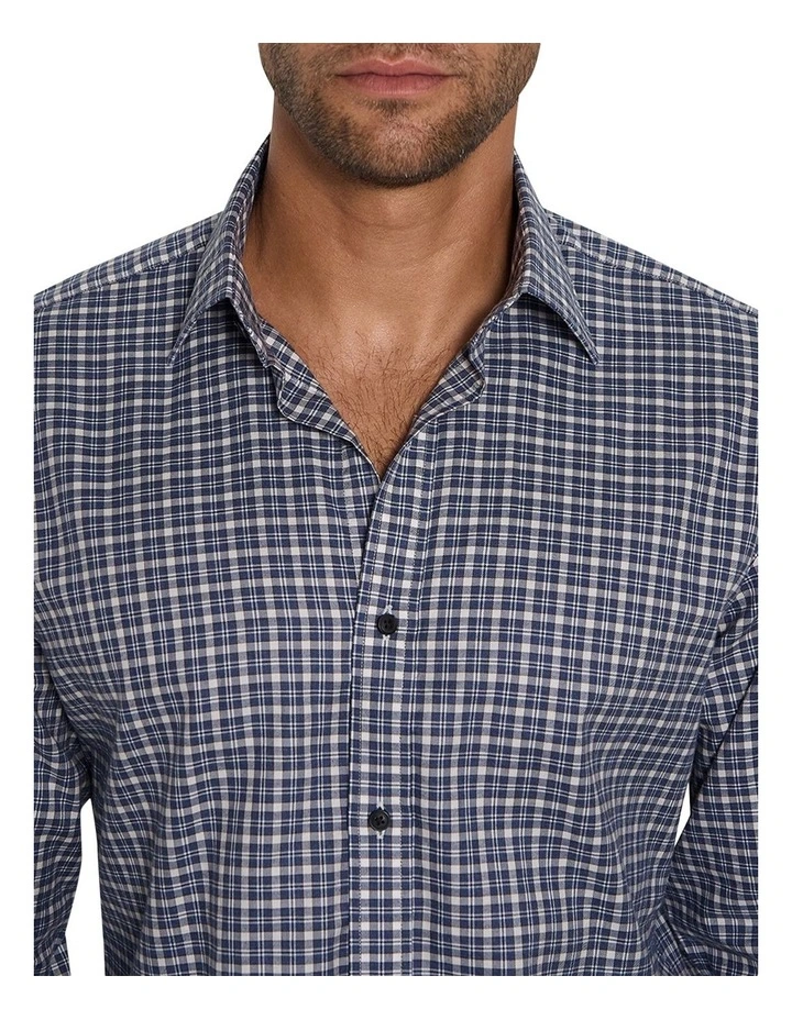 Connery Check shirt in Navy White image 4