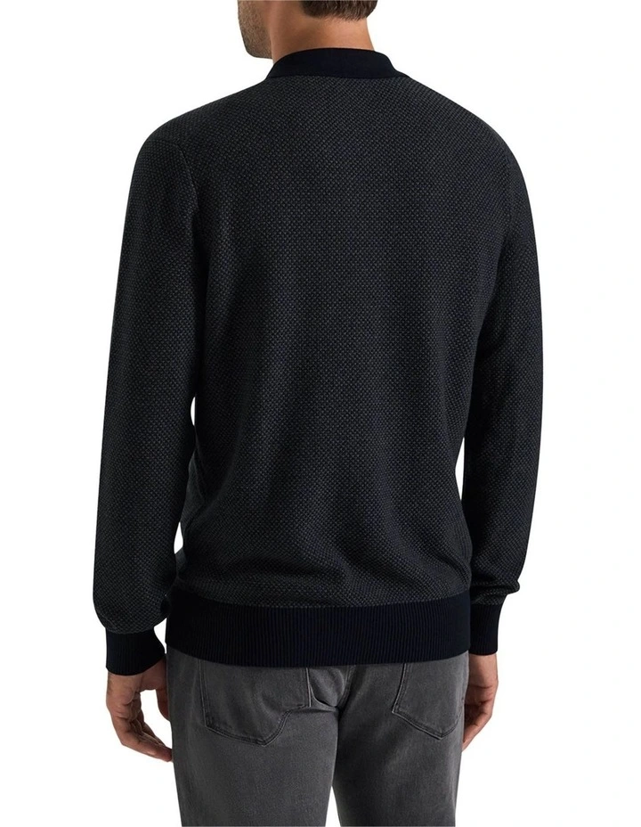 Cope Long Sleeve Polo Shirt in Navy image 2