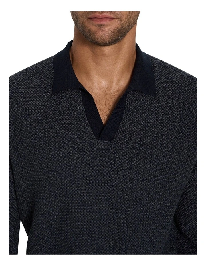 Cope Long Sleeve Polo Shirt in Navy image 4