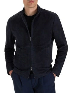 Delon Suede Jacket in Navy
