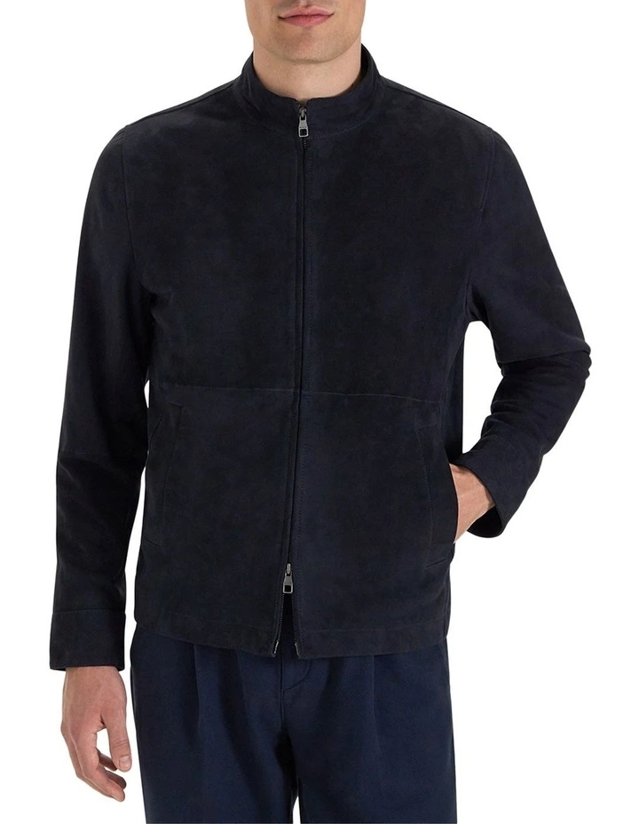 Delon Suede Jacket in Navy image 2