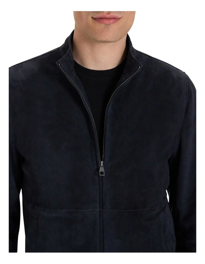 Delon Suede Jacket in Navy image 4