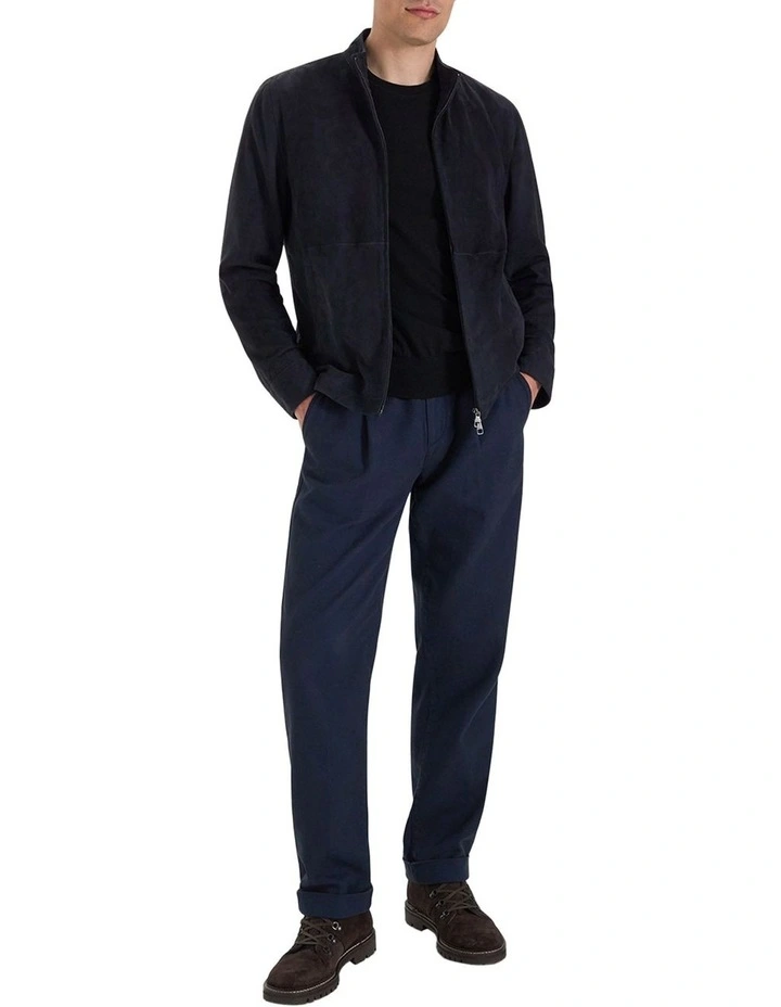 Delon Suede Jacket in Navy image 6